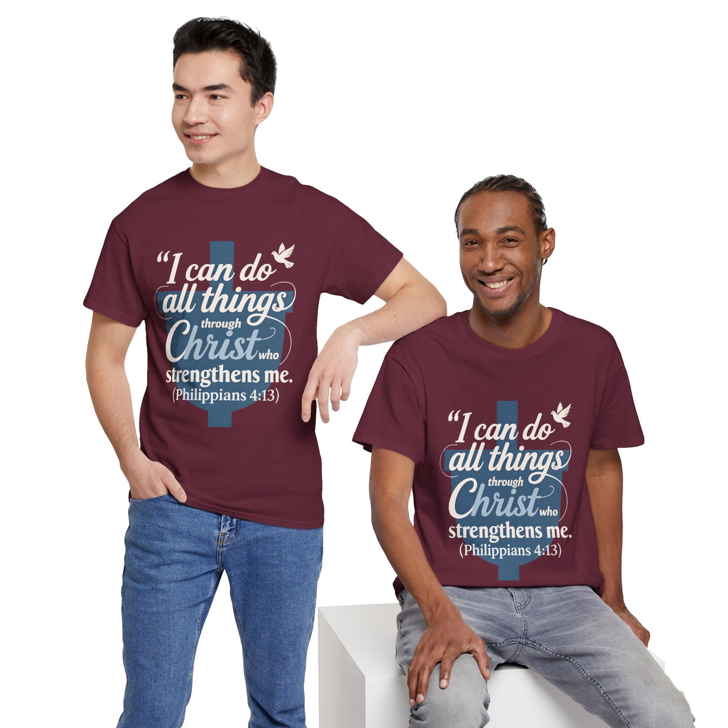 Philippians 4:13 Cotton Tee — "I Can Do All Things" Christian Prayer T-Shirt