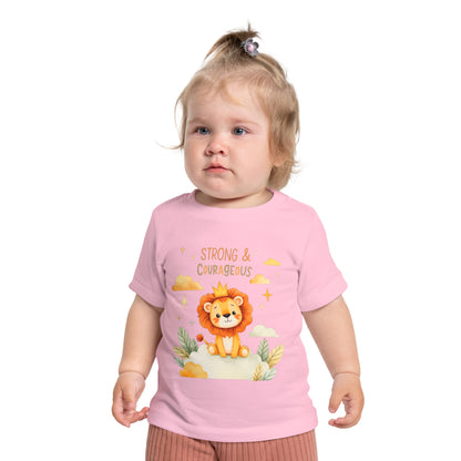 Strong & Courageous Lion Baby T-Shirt — Cute Nursery Tee for Baby Shower & Newborn