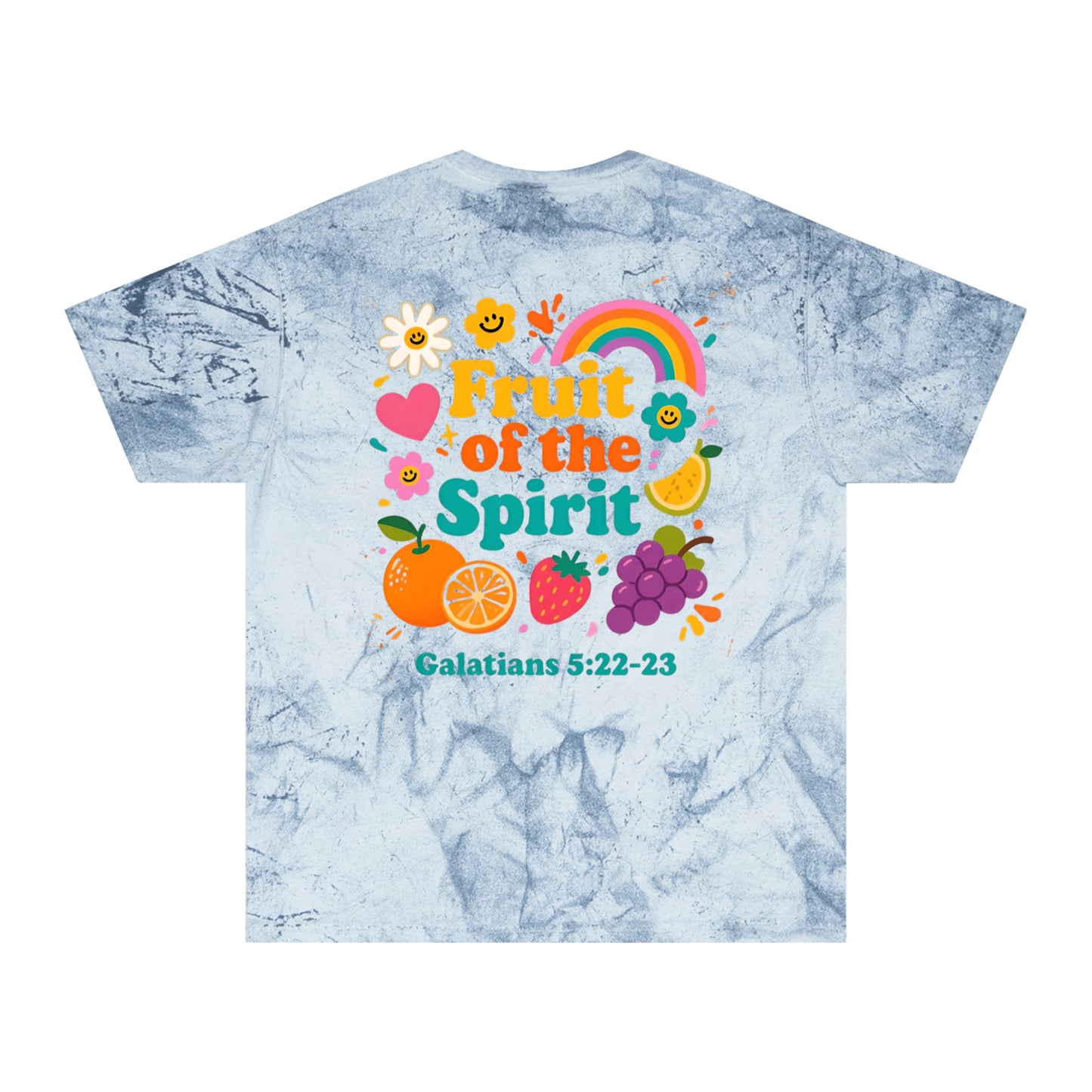 Fruit of the Spirit T-Shirt — Retro Rainbow & Fruit Christian Tee (Galatians 5:22-23)
