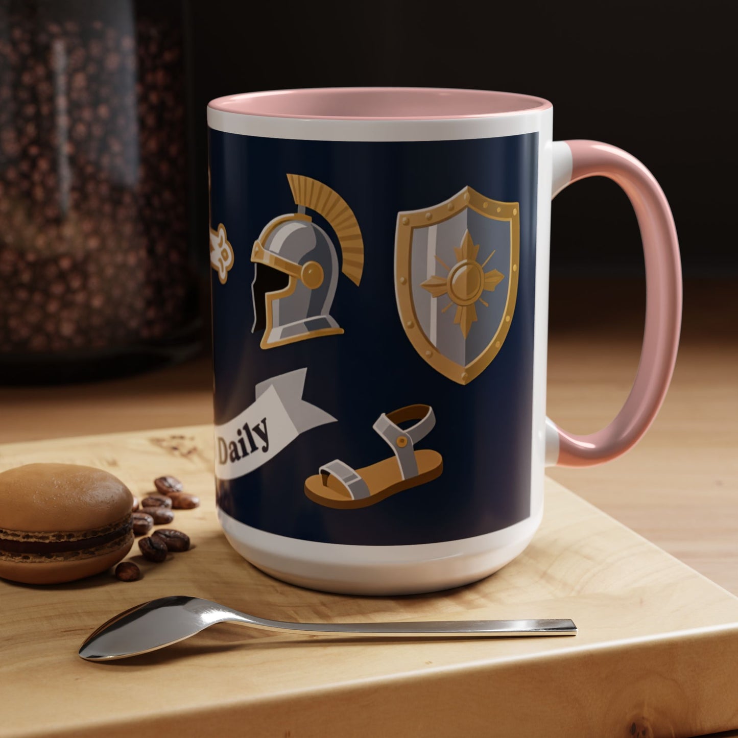 Christian Knight Coffee Mug — “Suit Up Daily” Accent Ceramic Mug