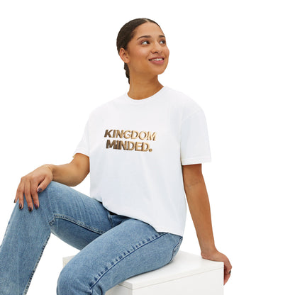 Kingdom Minded Boxy Tee — Women's Faith-Inspired Cropped T-Shirt