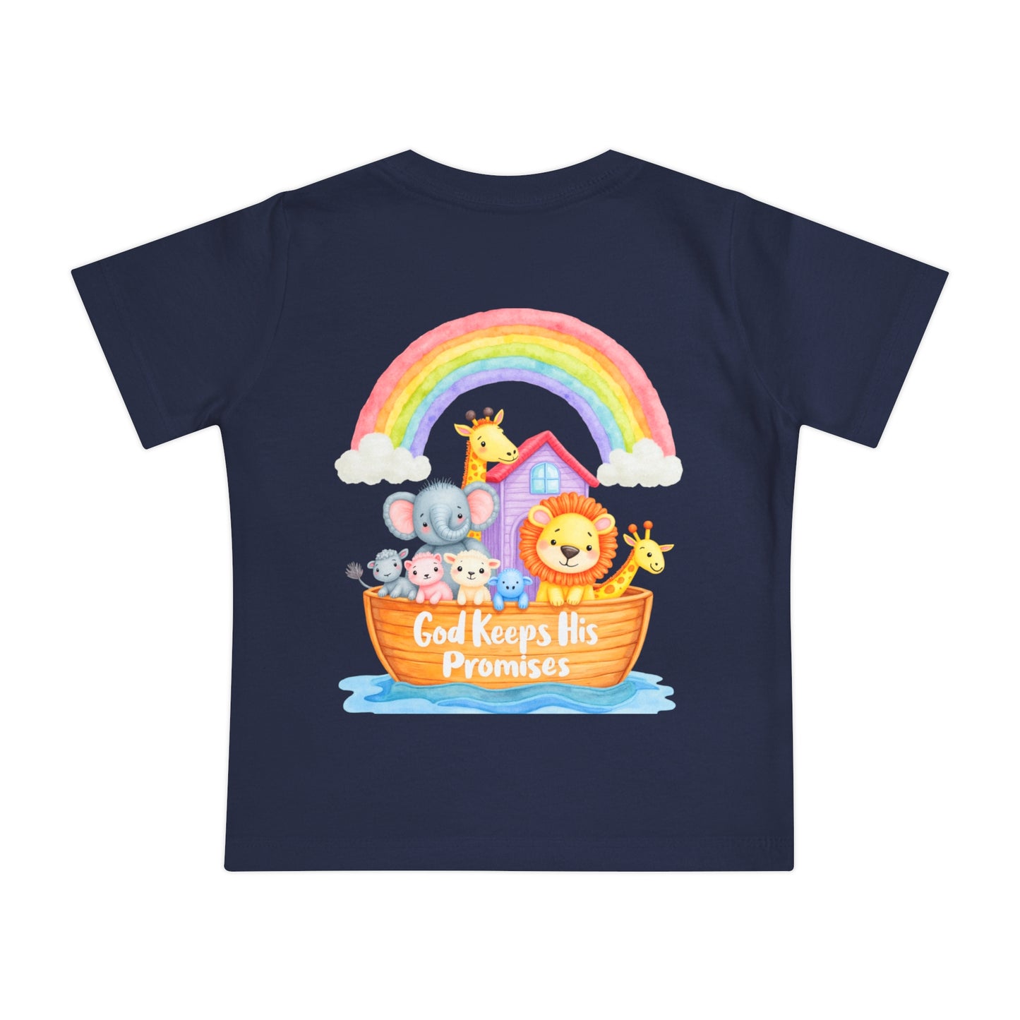 Baby T-Shirt — "God Keeps His Promises" Noah's Ark Rainbow Design