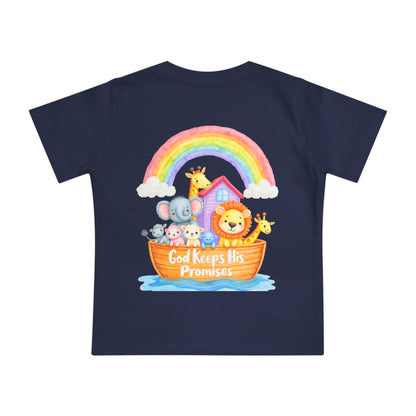 Baby T-Shirt — "God Keeps His Promises" Noah's Ark Rainbow Design
