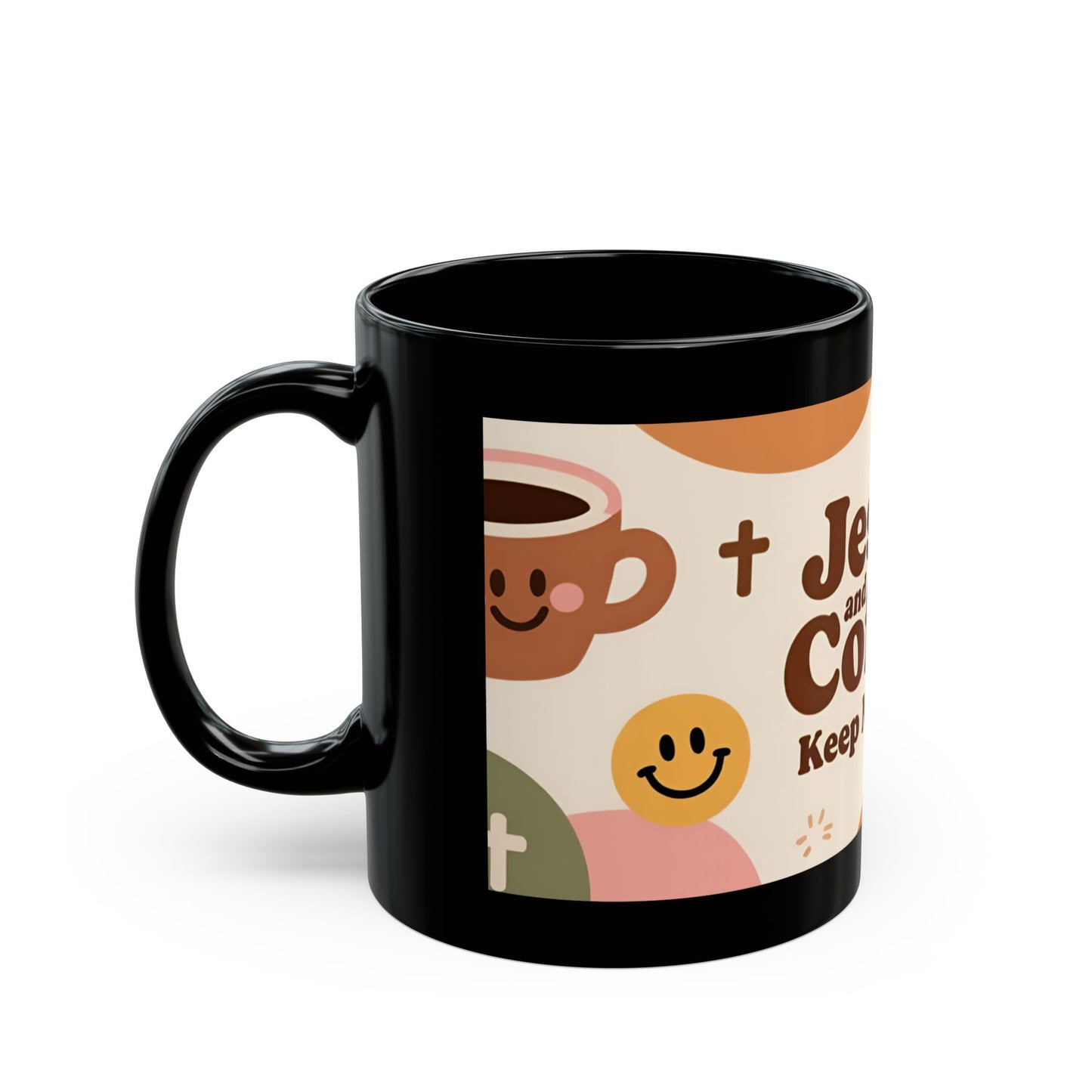 Jesus and Coffee Keep Me Going mug | Black ceramic coffee mug