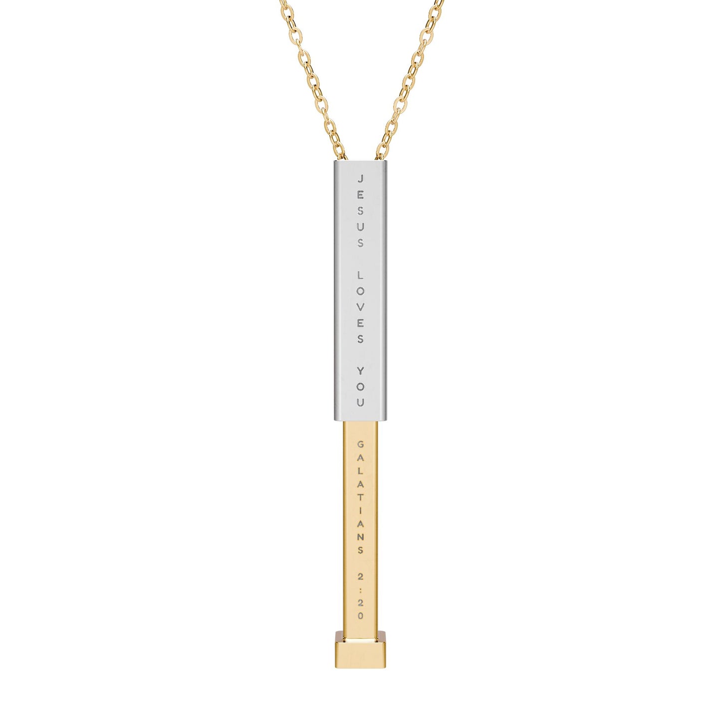 Jesus Loves You Sliding Bar Necklace | Galatians 2:20 Secret Message Engraving | Perfect Gift for Him & Her