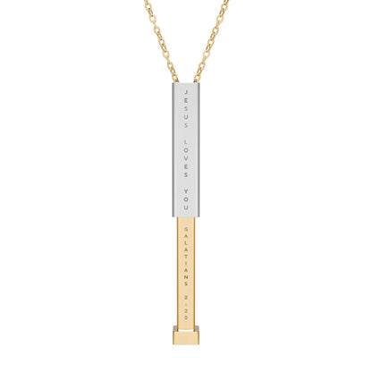 Jesus Loves You Sliding Bar Necklace | Galatians 2:20 Secret Message Engraving | Perfect Gift for Him & Her