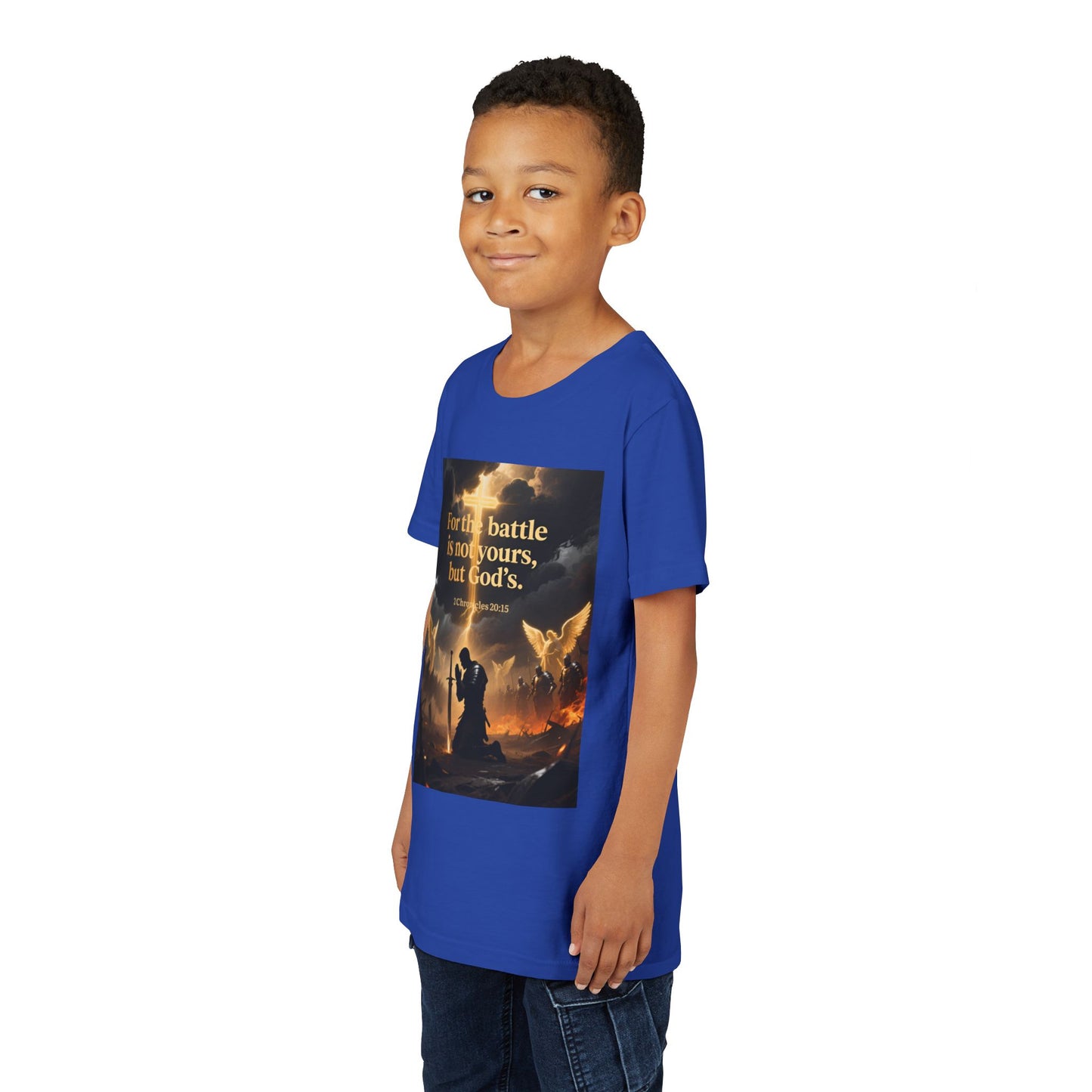 For the battle is not yours, but God's youth tee | Christian hands design | Meaningful Gift for Kids