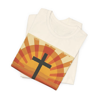 Jesus Saves Cross tee | Christian faith shirt, sunrise graphic | Perfect Gift for Mom and Dad | Friends and Family Shirt