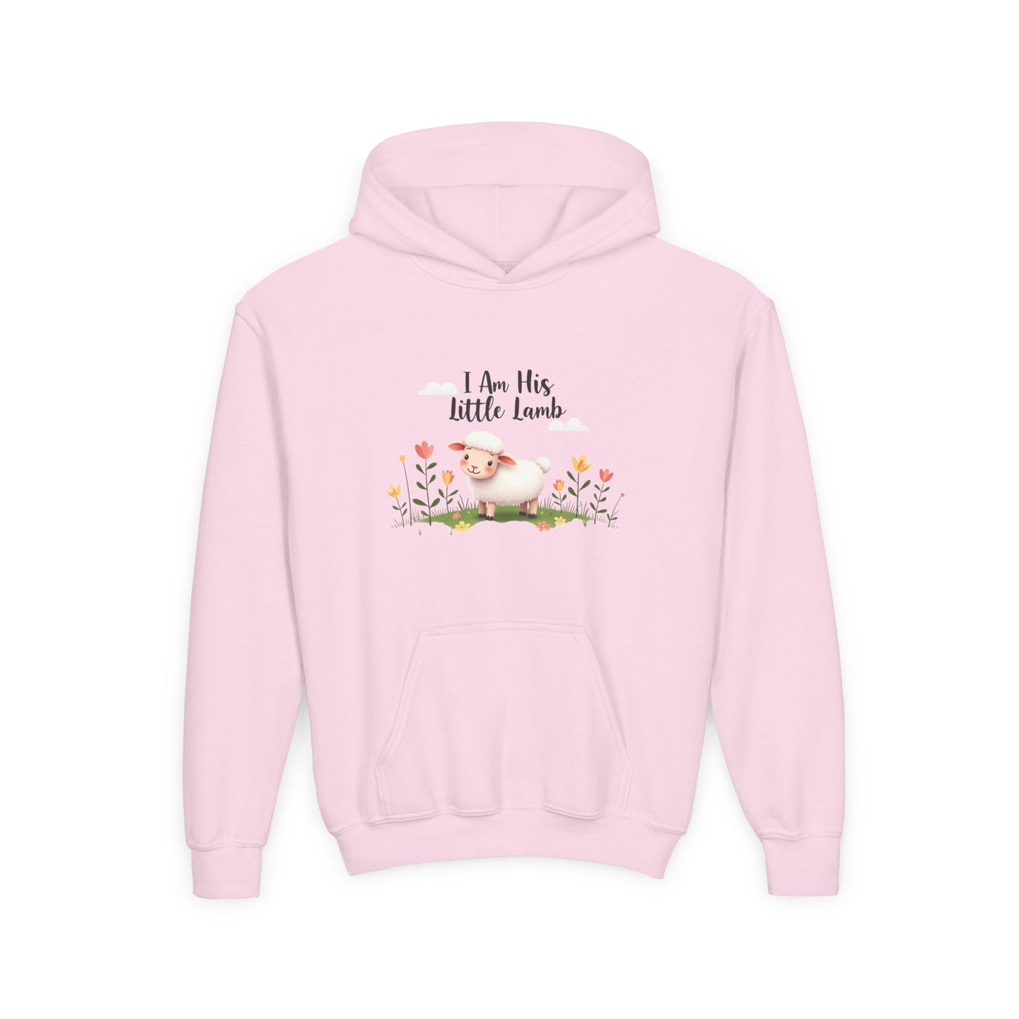 Youth Hoodie - "I Am His Little Lamb" Cute Floral Lamb Kids Pullover