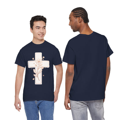Floral Cross Tee — Delicate Bloom Christian T-Shirt