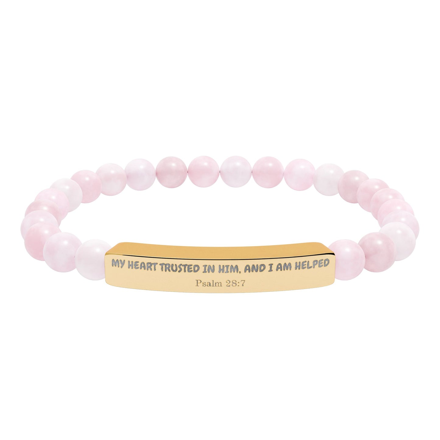 Engravable Natural Stone Stretch Bracelet — Personalized Bar Beaded Bracelet