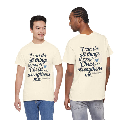 Inspirational Christian T-Shirt - "I Can Do All Things Through Christ" Bible Verse Tee