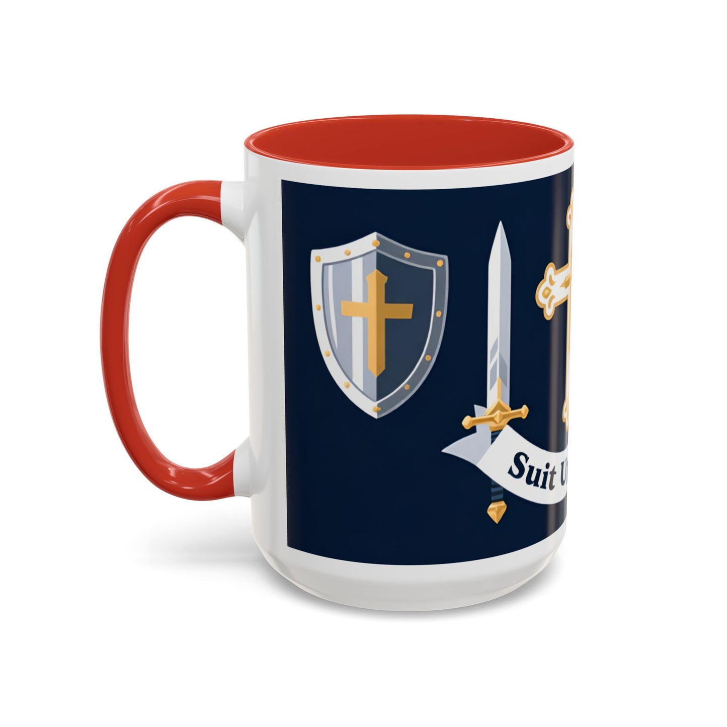 Christian Knight Coffee Mug — “Suit Up Daily” Accent Ceramic Mug