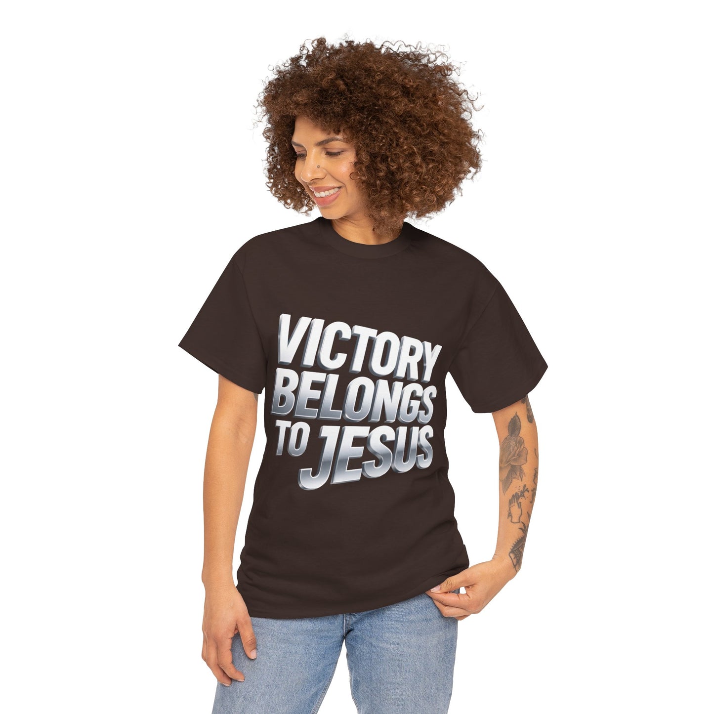Victory Belongs to Jesus T-Shirt — Heavyweight Christian Faith Tee