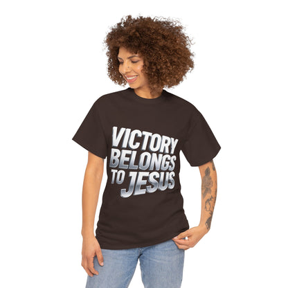Victory Belongs to Jesus T-Shirt — Heavyweight Christian Faith Tee