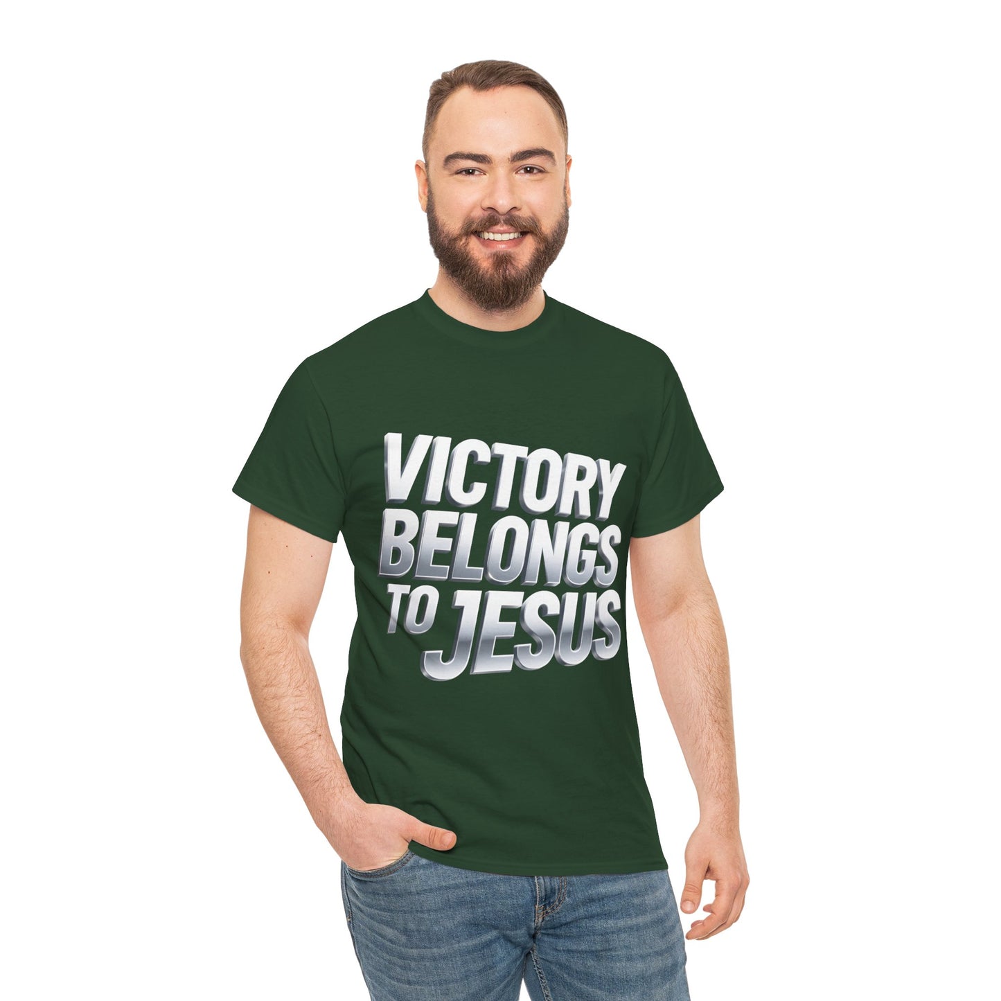 Victory Belongs to Jesus T-Shirt — Heavyweight Christian Faith Tee