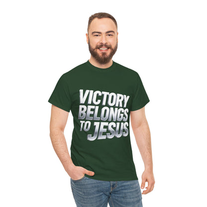 Victory Belongs to Jesus T-Shirt — Heavyweight Christian Faith Tee