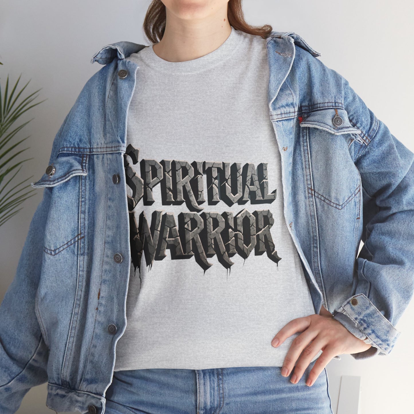 Spiritual Warrior T-Shirt — Gothic Lettering Faith & Strength Tee