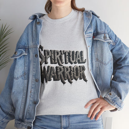 Spiritual Warrior T-Shirt — Gothic Lettering Faith & Strength Tee
