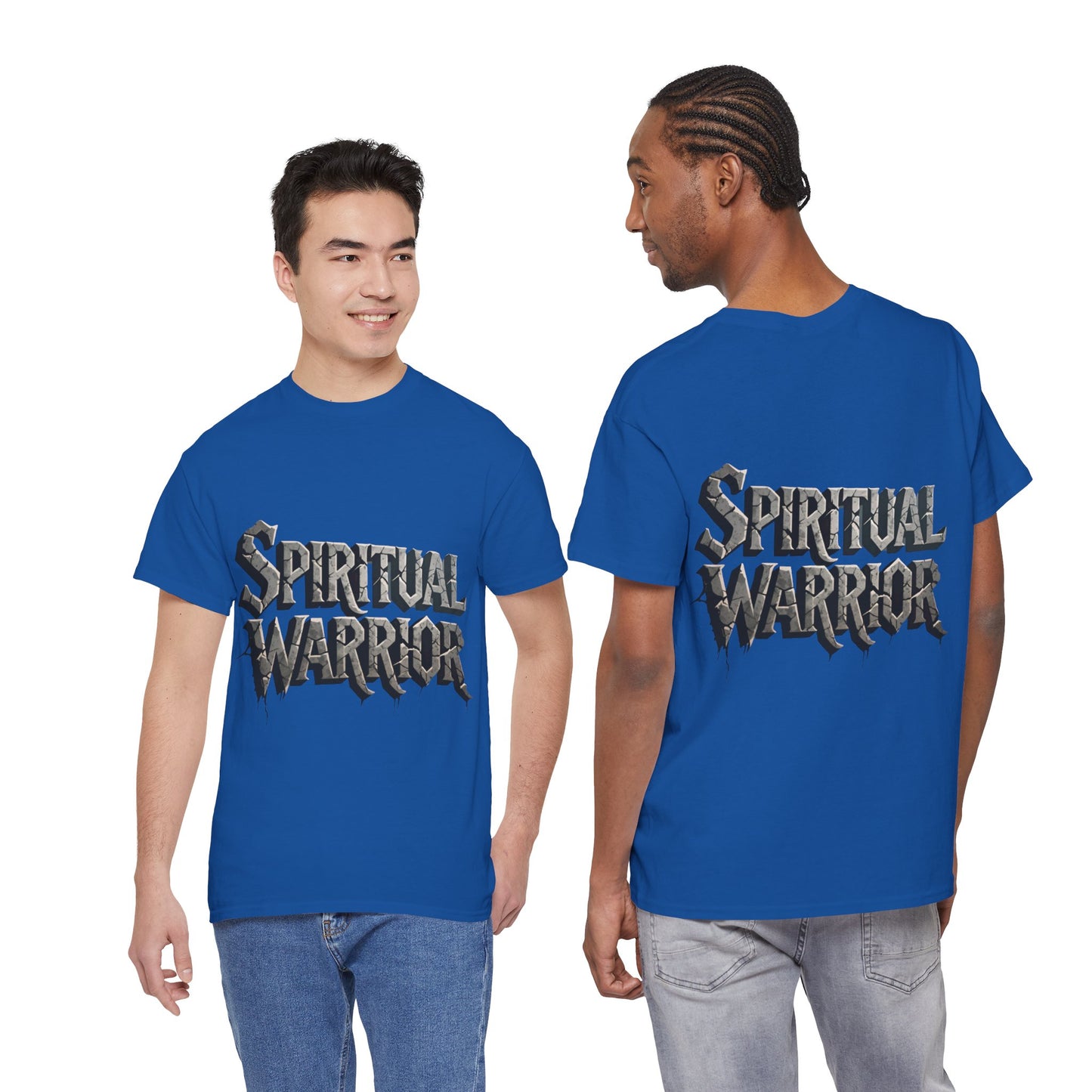Spiritual Warrior T-Shirt — Gothic Lettering Faith & Strength Tee