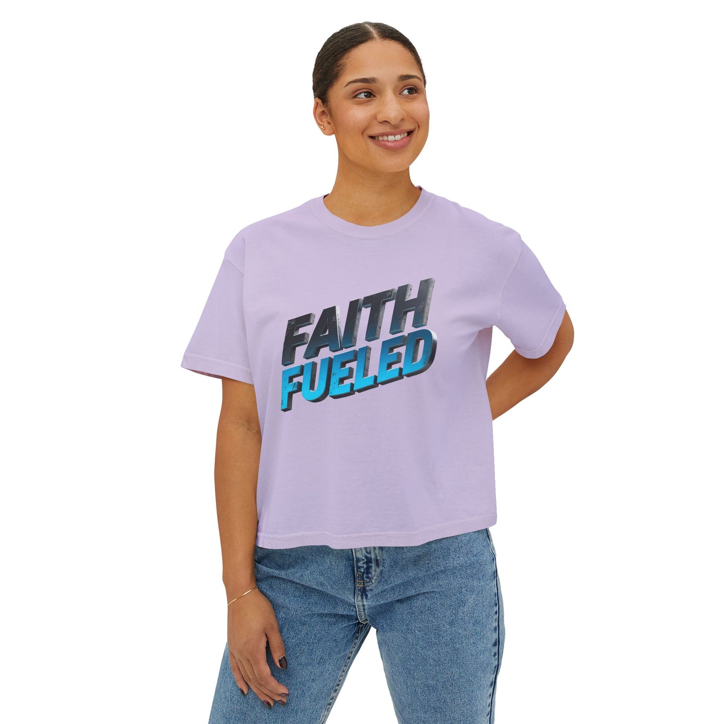 Faith Fueled Boxy Tee — Women's Inspirational Graphic Tee