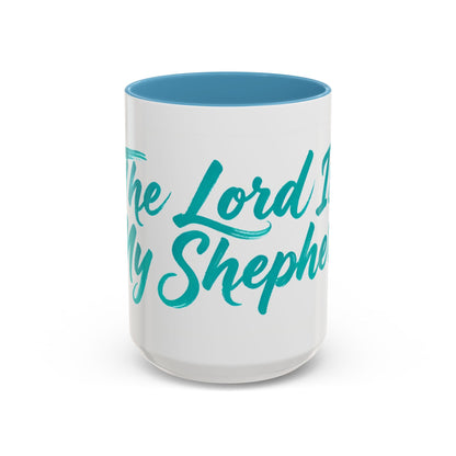Scripture Accent Coffee Mug — Teal Hand-Lettered Encouragement (11/15 oz)