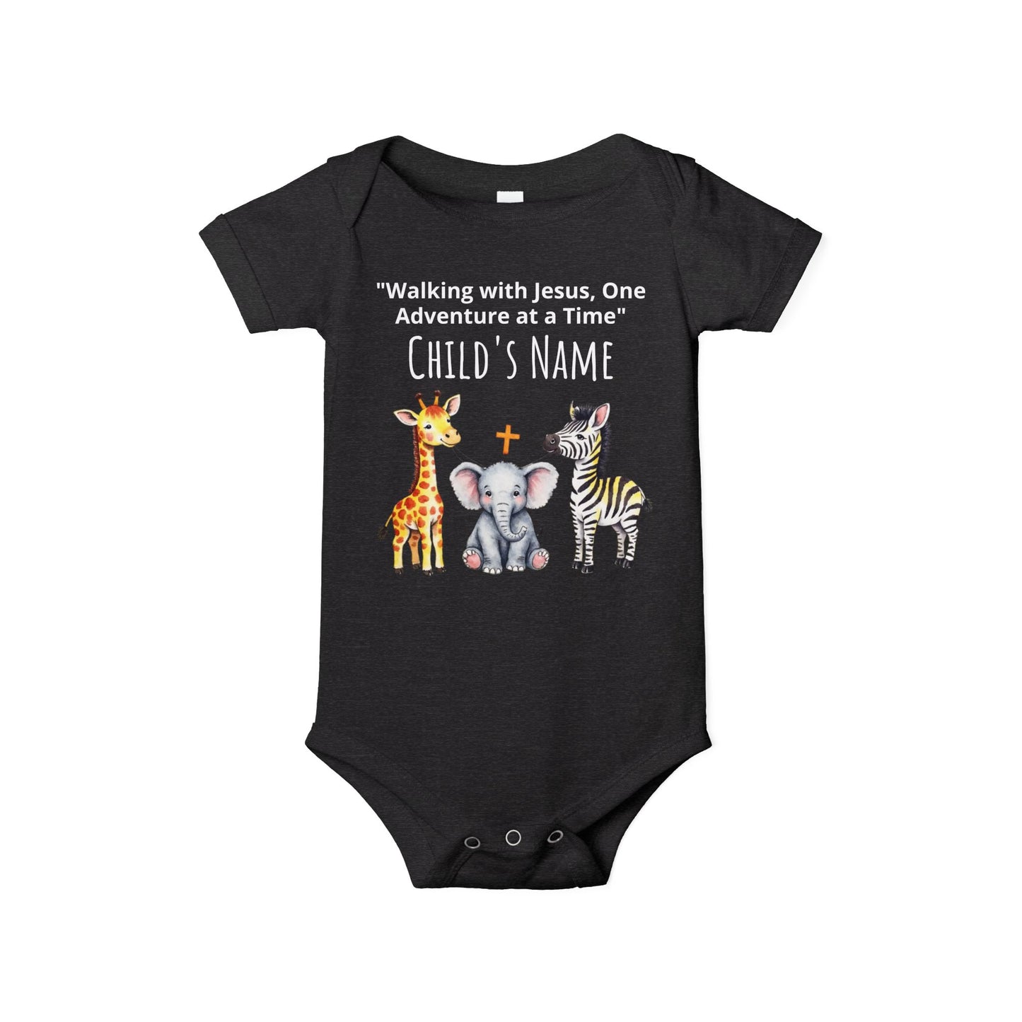 Cute Safari Trio Baby Onesie — Giraffe, Elephant & Zebra Infant Bodysuit