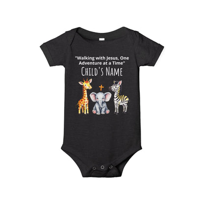 Cute Safari Trio Baby Onesie — Giraffe, Elephant & Zebra Infant Bodysuit