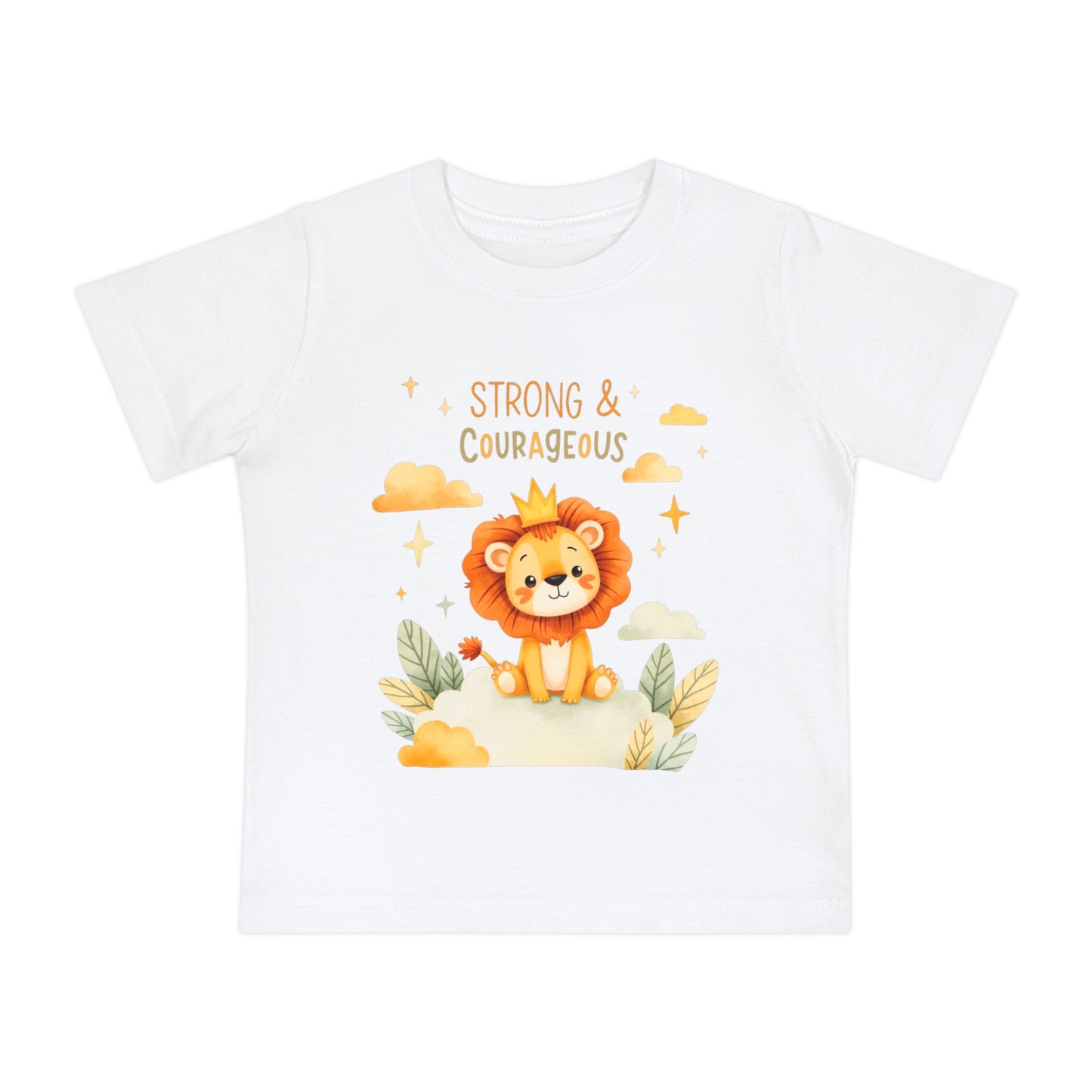Strong & Courageous Lion Baby T-Shirt — Cute Nursery Tee for Baby Shower & Newborn