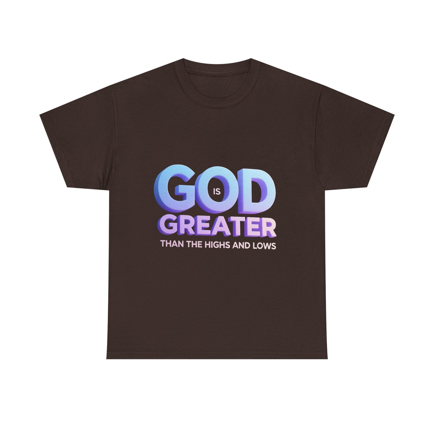 God Greater Gradient Tee — Soft Blue & Lilac Faith Shirt