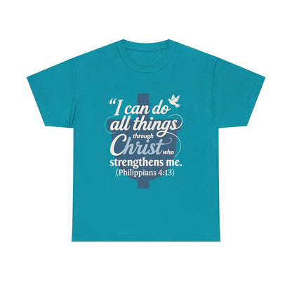 Philippians 4:13 Cotton Tee — "I Can Do All Things" Christian Prayer T-Shirt