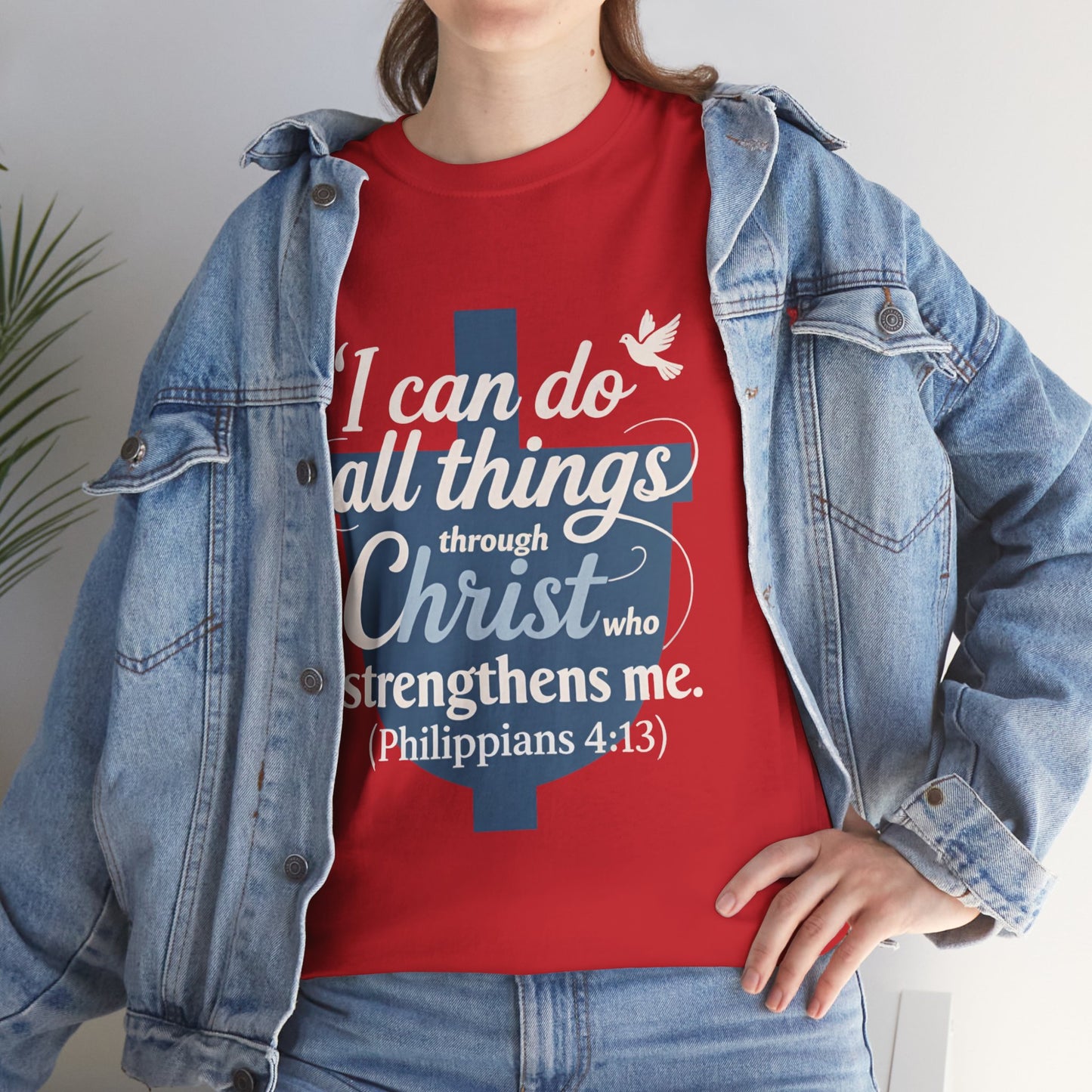 Philippians 4:13 Cotton Tee — "I Can Do All Things" Christian Prayer T-Shirt