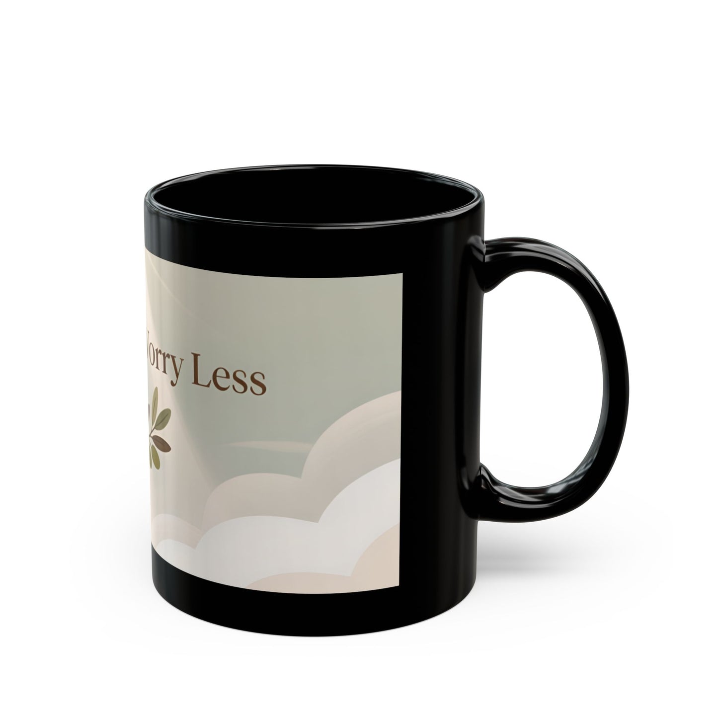 Pray More, Worry Less Mug | Black Ceramic Coffee Cup