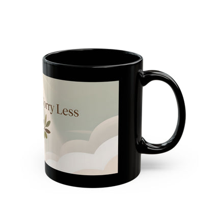 Pray More, Worry Less Mug | Black Ceramic Coffee Cup