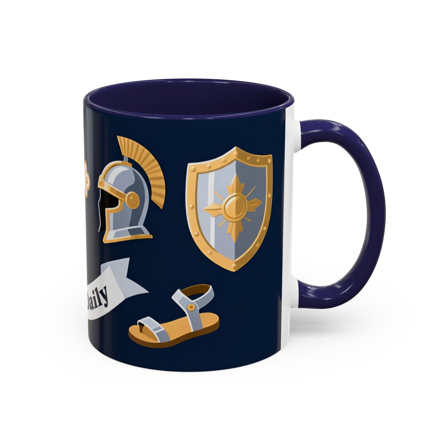 Christian Knight Coffee Mug — “Suit Up Daily” Accent Ceramic Mug