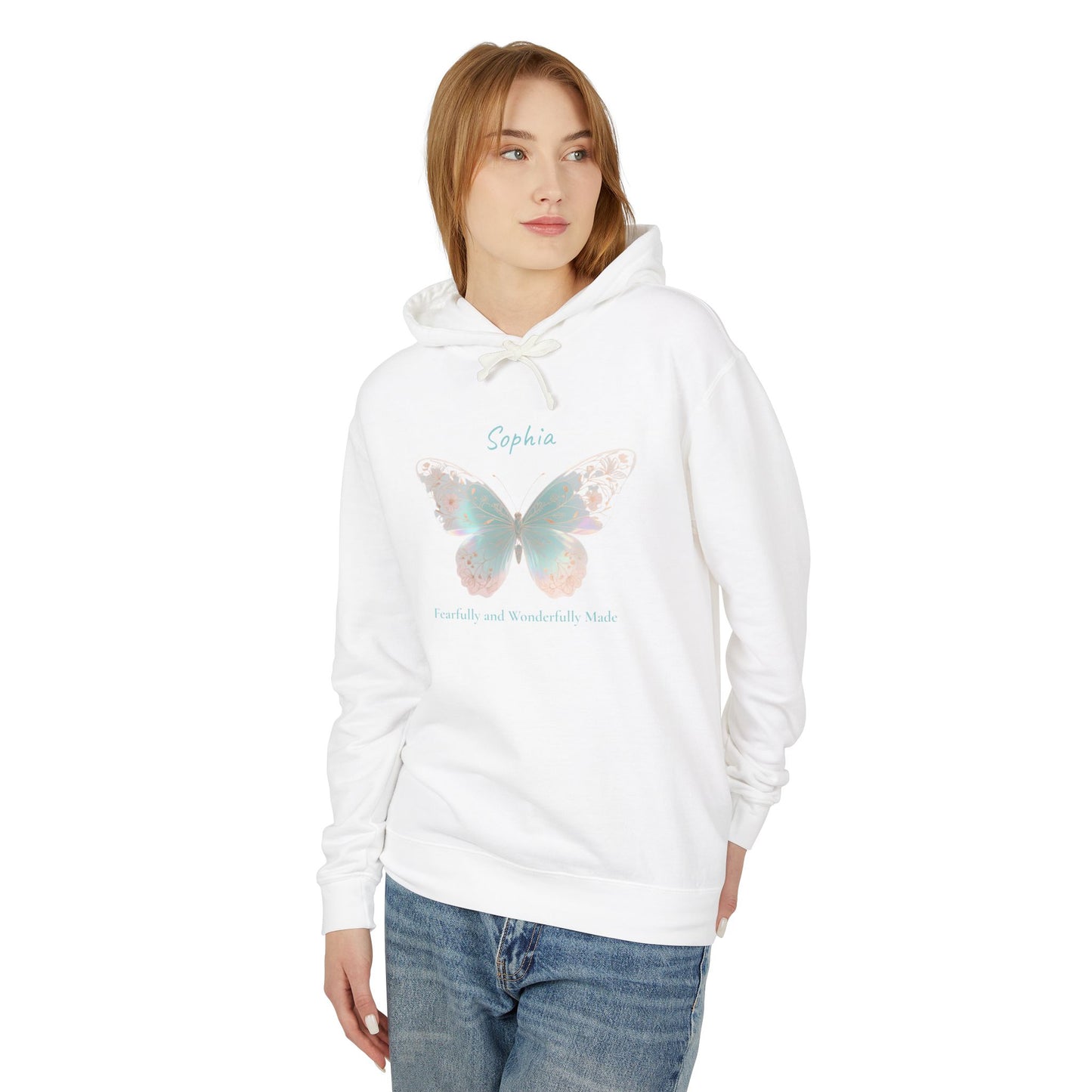Butterfly Personalized Hoodie — Pastel Floral Butterfly Lightweight Hoodie
