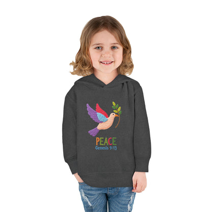 Toddler Hoodie — Colorful Peace Dove with Olive Branch & “PEACE Genesis 9:13”