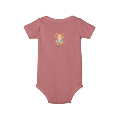 Infant One-Piece Bodysuit — Cute Little Girl Illustration "Hello World" Baby Bodysuit