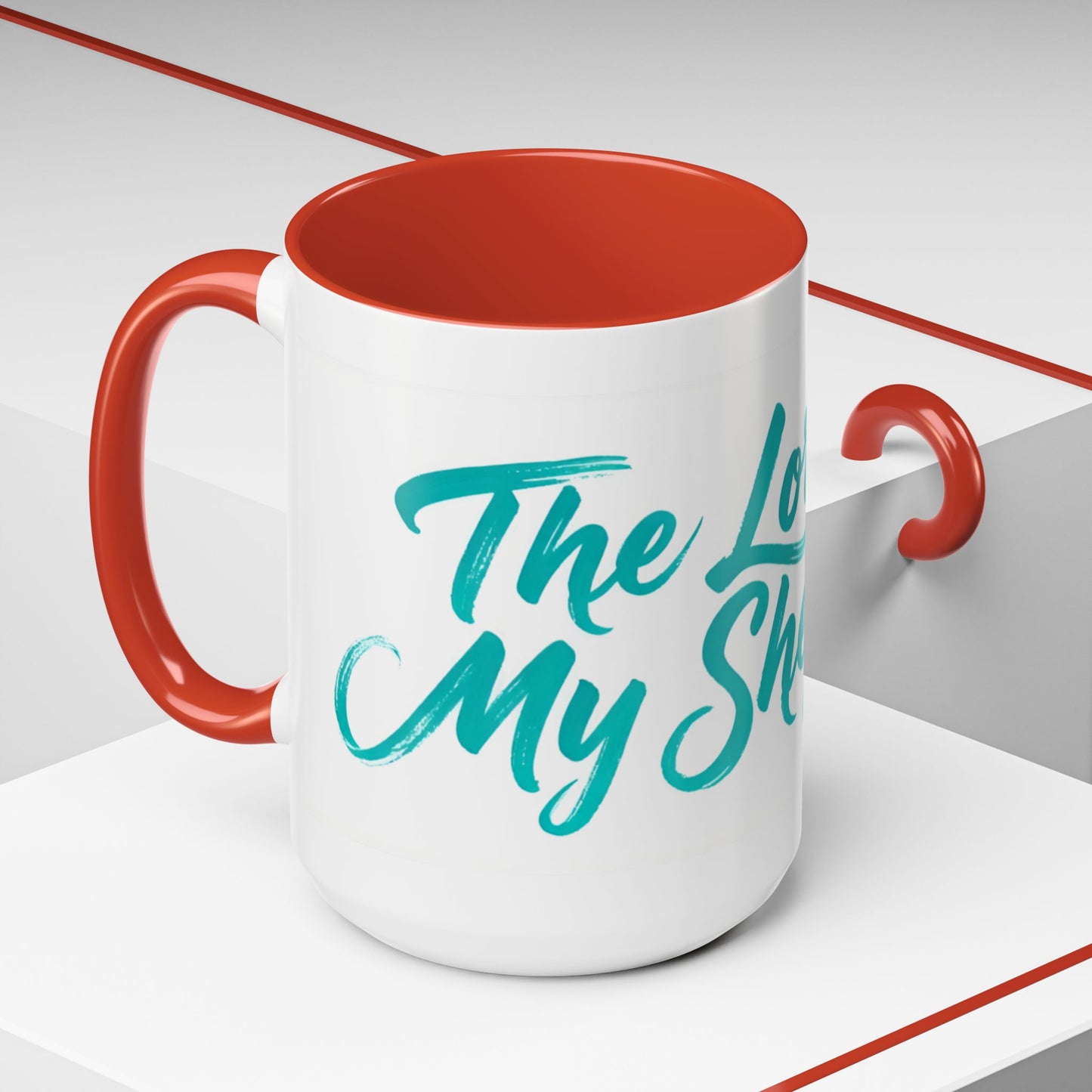 Scripture Accent Coffee Mug — Teal Hand-Lettered Encouragement (11/15 oz)