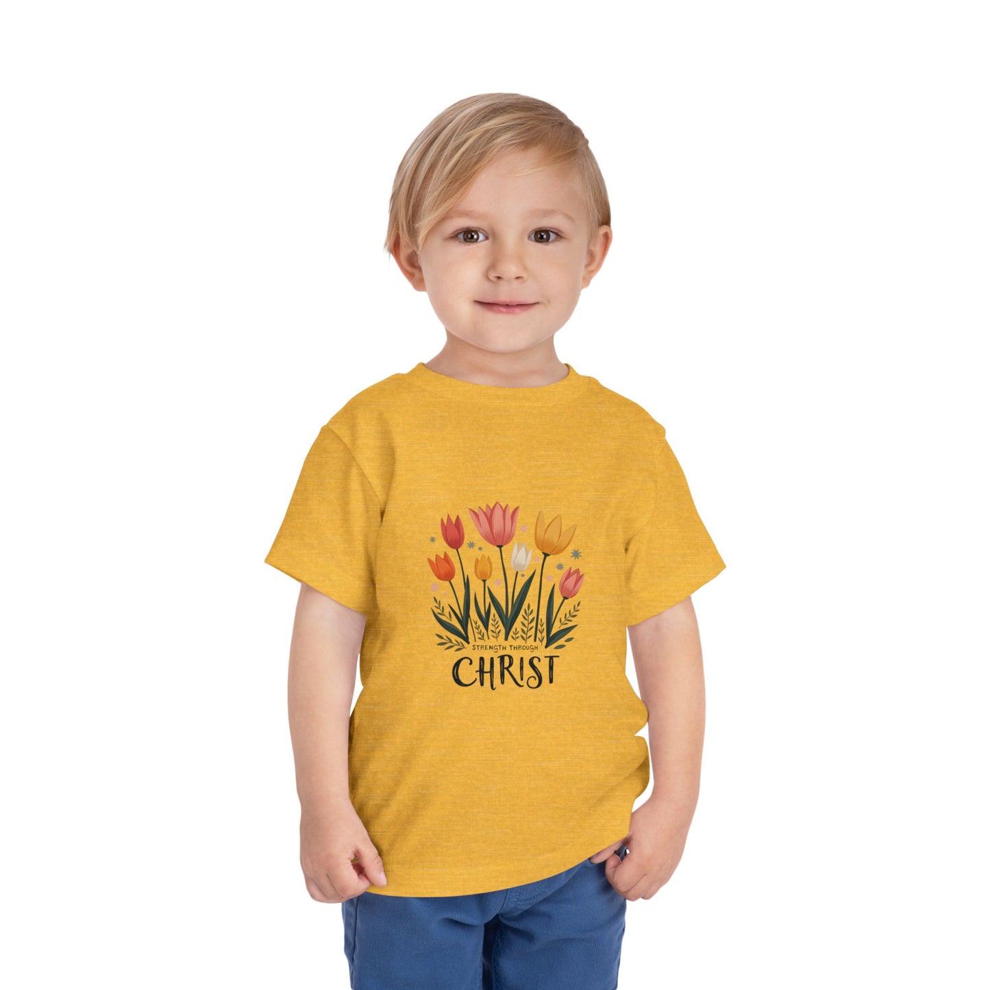 Cute Tulip Floral Christ Tee for Toddlers | Daily Faith Inspiration | Ideal Gift for Kids