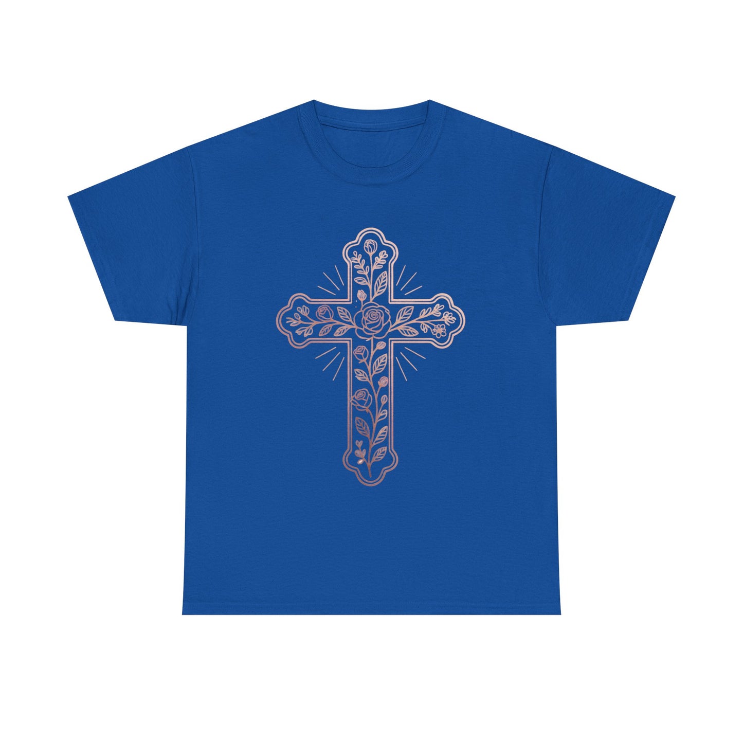 Floral Cross Tee – Delicate Pink Botanical Christian T-Shirt