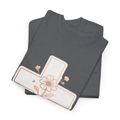 Floral Cross Tee — Delicate Bloom Christian T-Shirt
