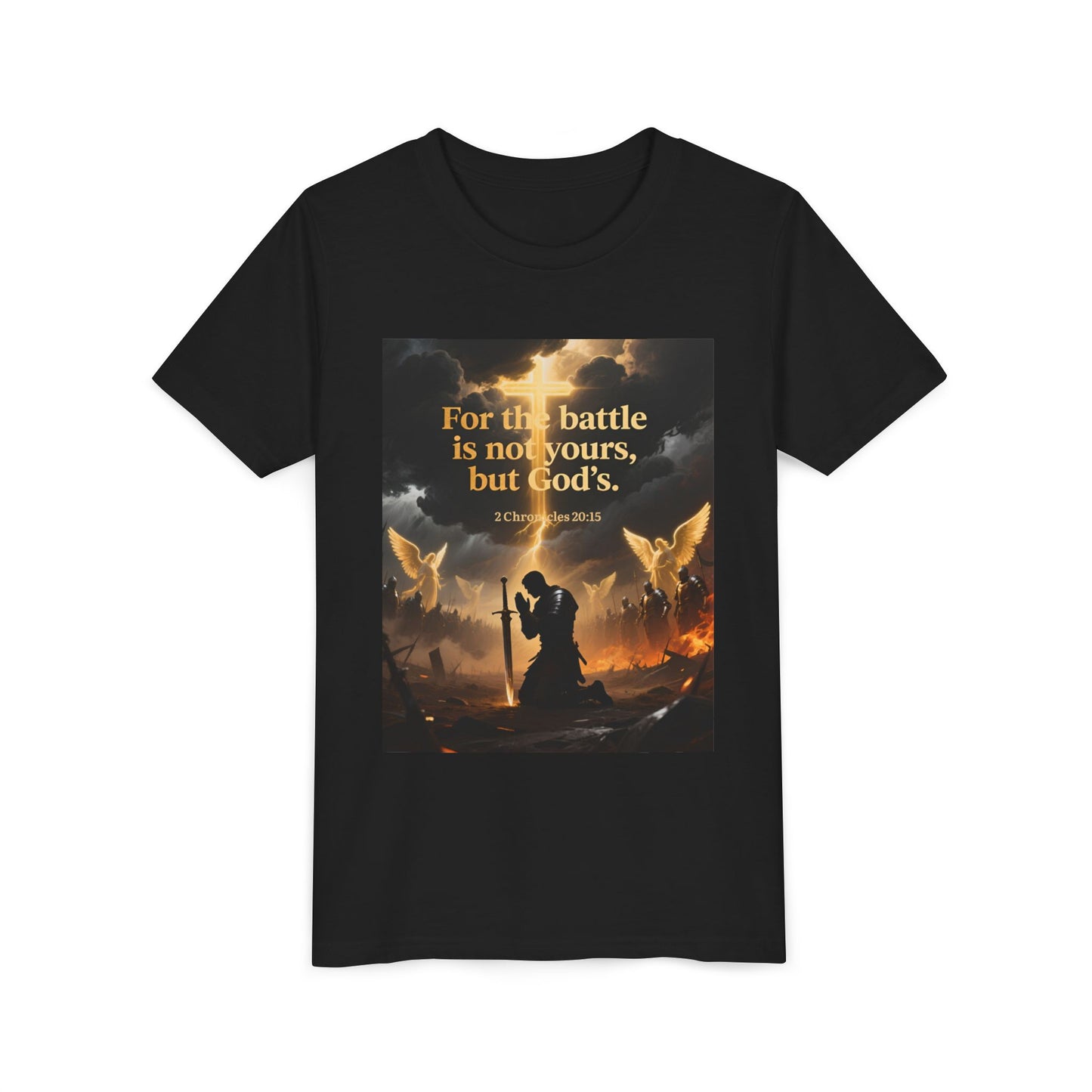 For the battle is not yours, but God's youth tee | Christian hands design | Meaningful Gift for Kids