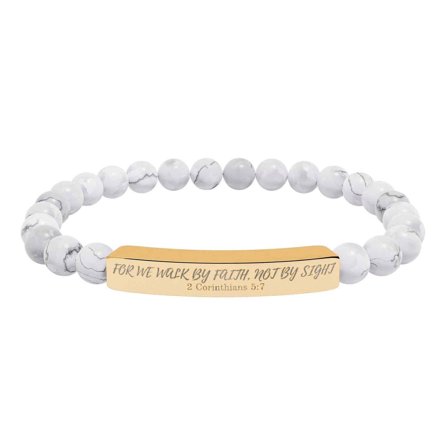 Engravable Natural Stone Bead Bar Bracelet – Stretch Healing Jewelry