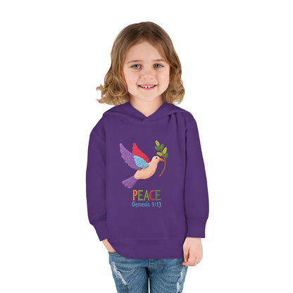 Toddler Hoodie — Colorful Peace Dove with Olive Branch & “PEACE Genesis 9:13”