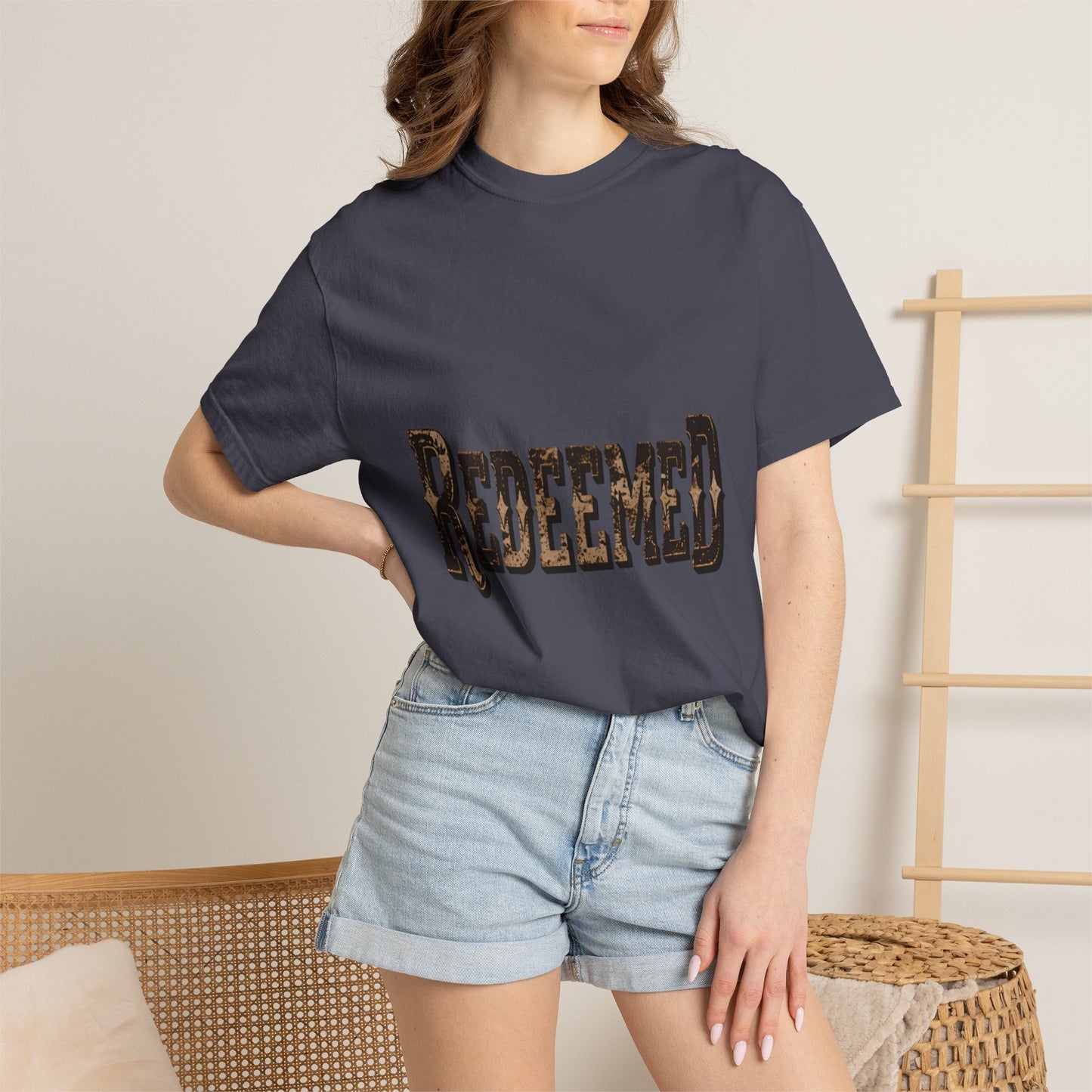 Garment-Dyed Statement Tee — Bold Single-Word Typographic Front