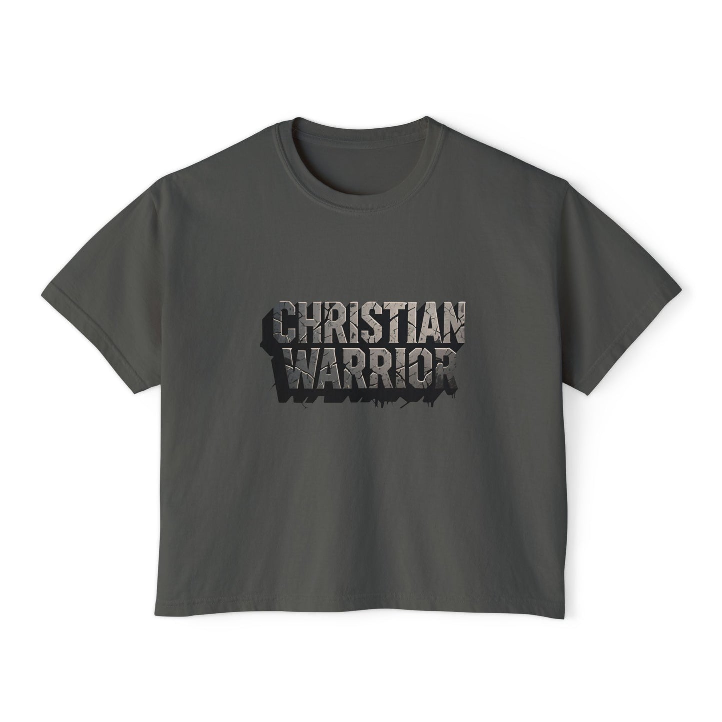 Christian Warrior Boxy Tee — Women's Faith Graphic Shirt