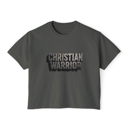 Christian Warrior Boxy Tee — Women's Faith Graphic Shirt