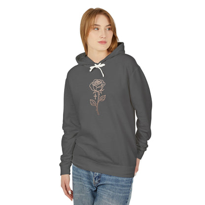 Lightweight Rose Line Hoodie — Subtle Single-Line Floral Design