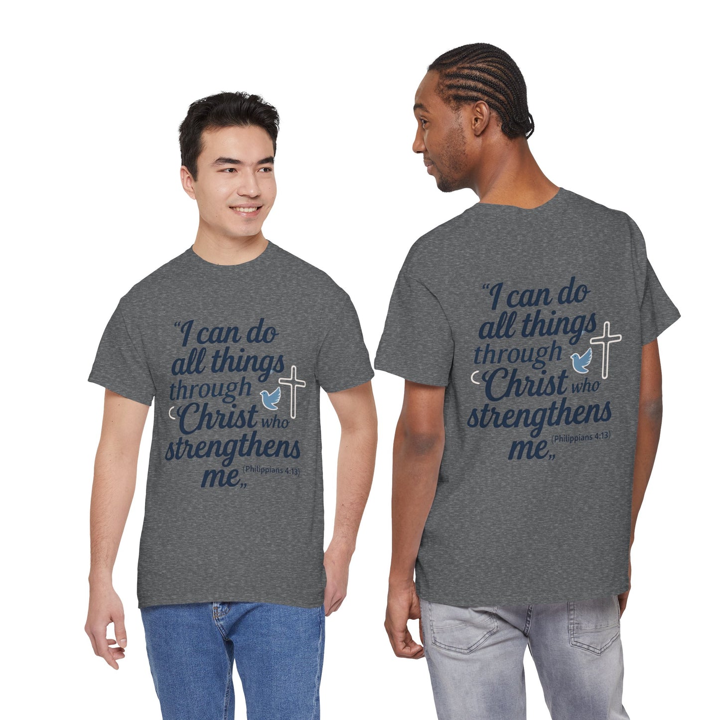 Inspirational Christian T-Shirt - "I Can Do All Things Through Christ" Bible Verse Tee